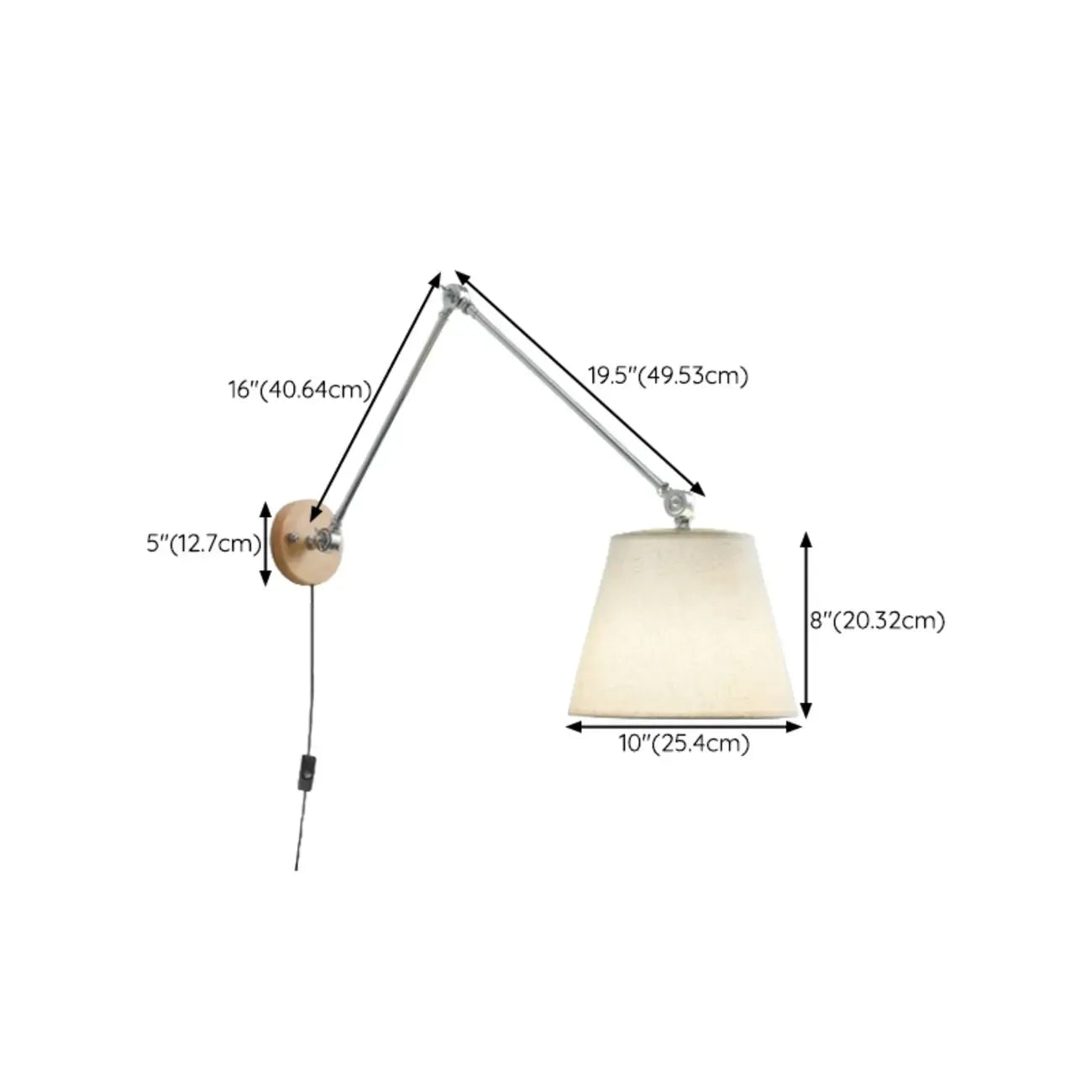 Applique murale cylindrique beige à bras articulé pour espace d'apprentissage