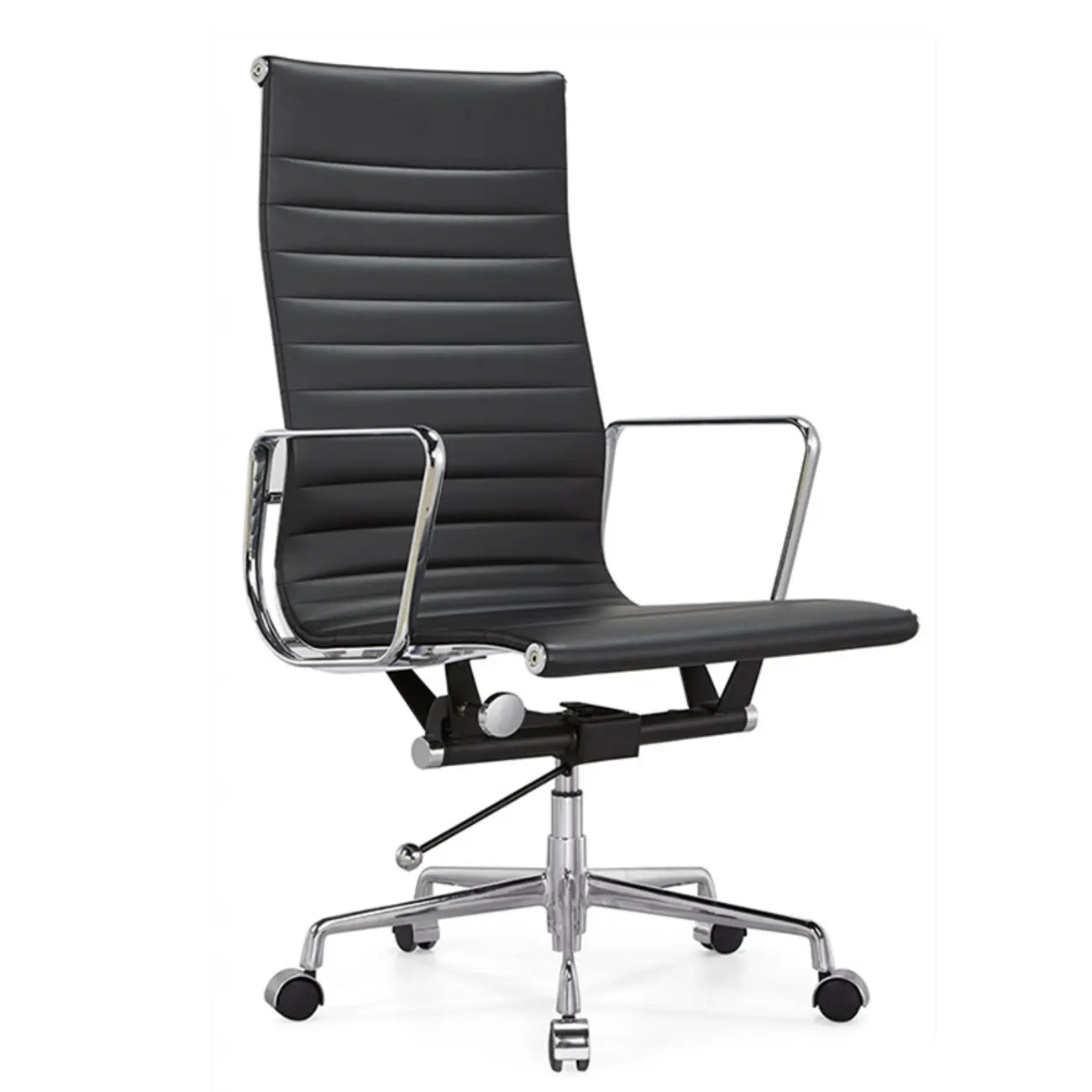 Fauteuil de bureau pivotant à dossier haut réglable en cuir beige
