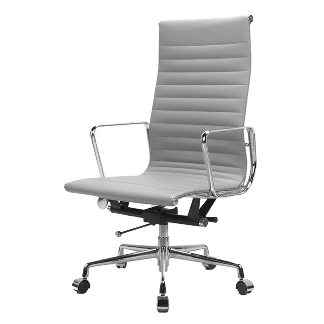 Fauteuil de bureau pivotant à dossier haut réglable en cuir beige