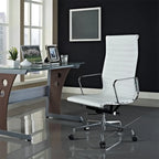 Fauteuil de bureau pivotant à dossier haut réglable en cuir beige