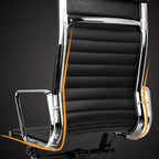 Fauteuil de bureau pivotant à dossier haut réglable en cuir beige