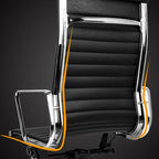 Fauteuil de bureau pivotant à dossier haut réglable en cuir beige
