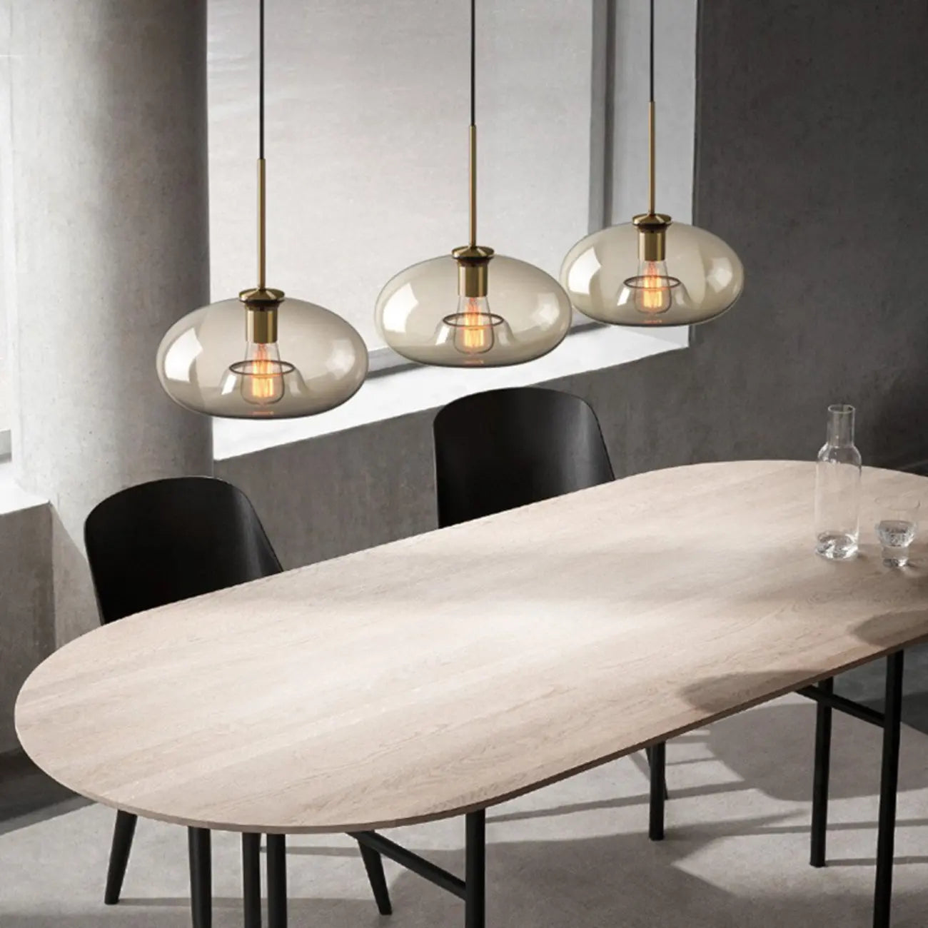 Suspension moderne en verre avec cordon réglable pour salle à manger