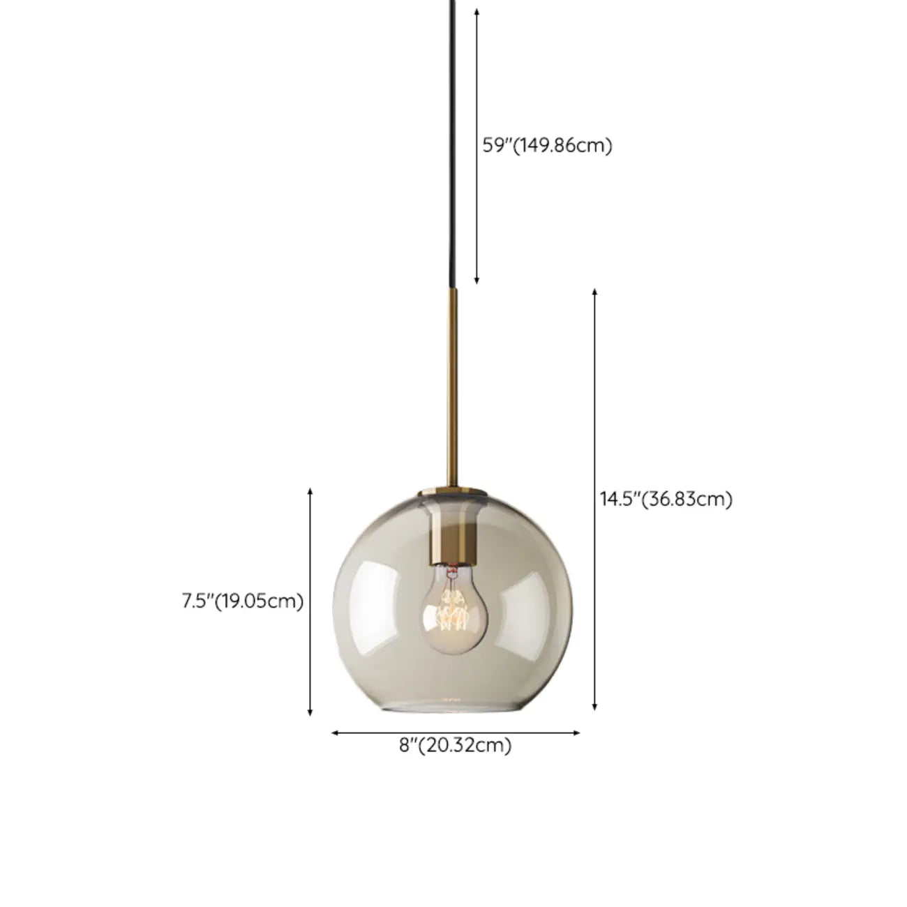 Suspension moderne en verre avec cordon réglable pour salle à manger