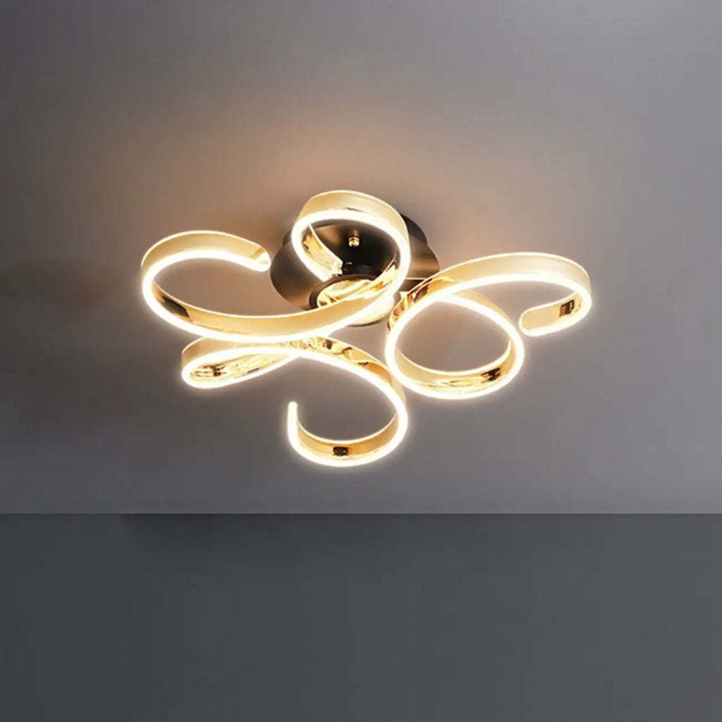Plafonnier semi-encastré à LED ruban doré avec variateur à 3 niveaux