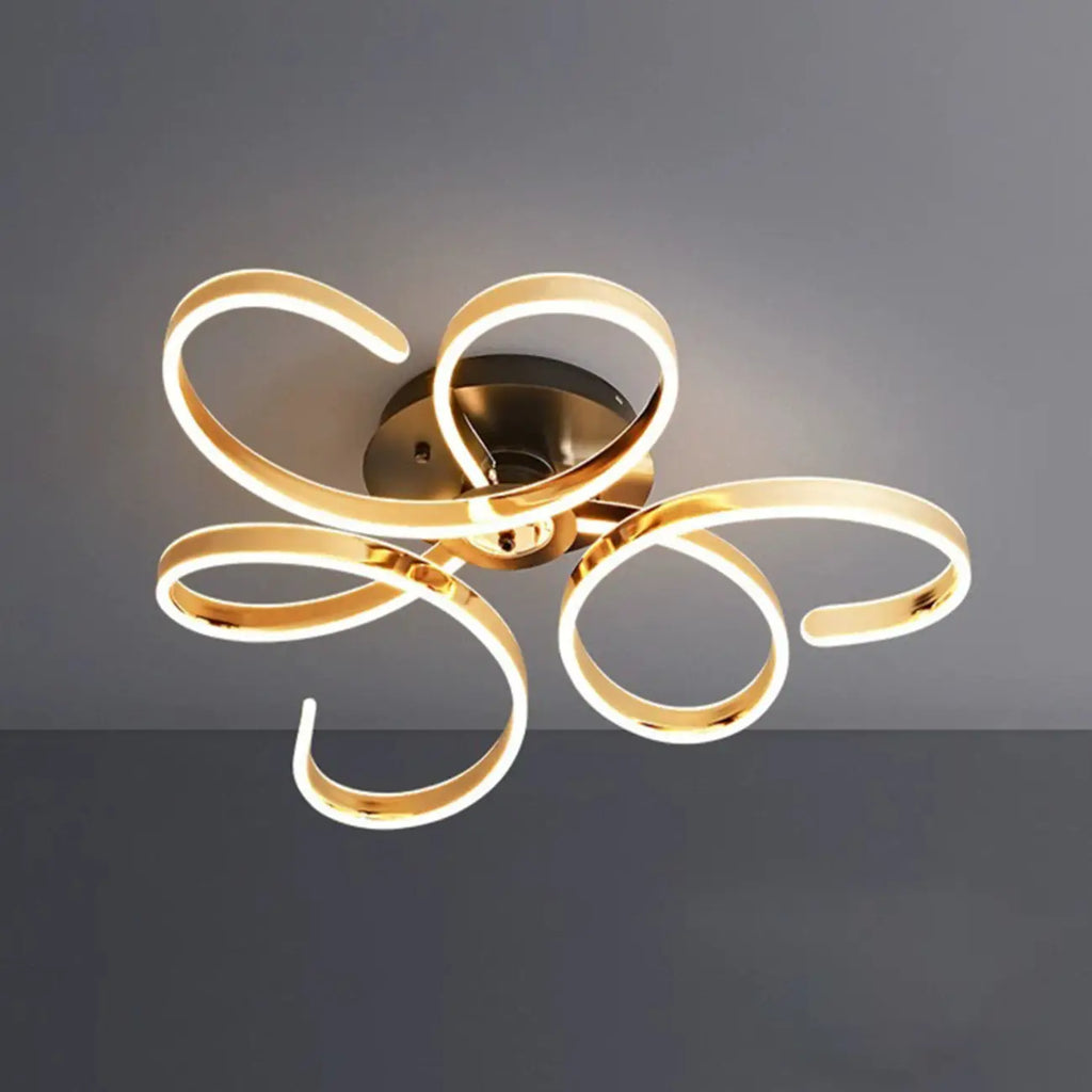 Plafonnier semi-encastré à LED ruban doré avec variateur à 3 niveaux