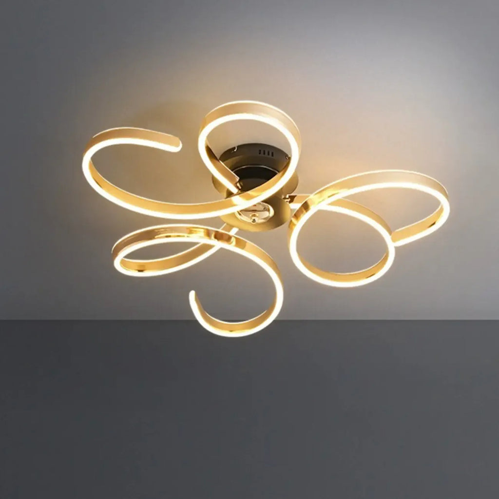 Plafonnier semi-encastré à LED ruban doré avec variateur à 3 niveaux