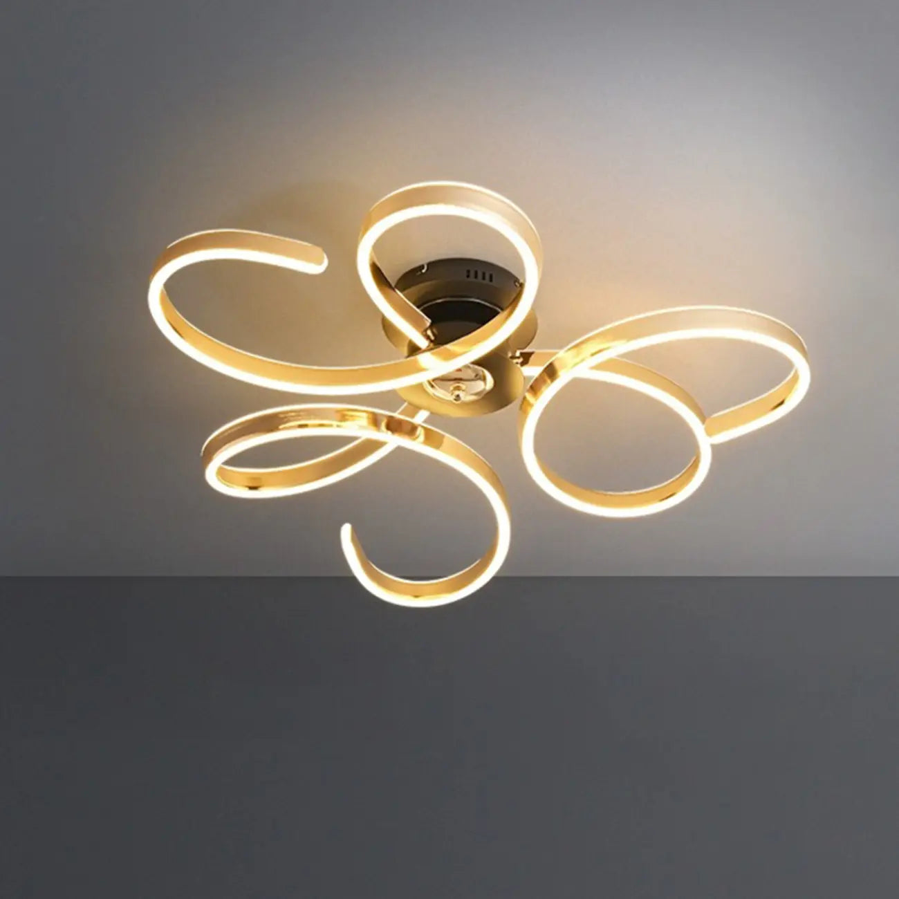 Plafonnier semi-encastré à LED ruban doré avec variateur à 3 niveaux