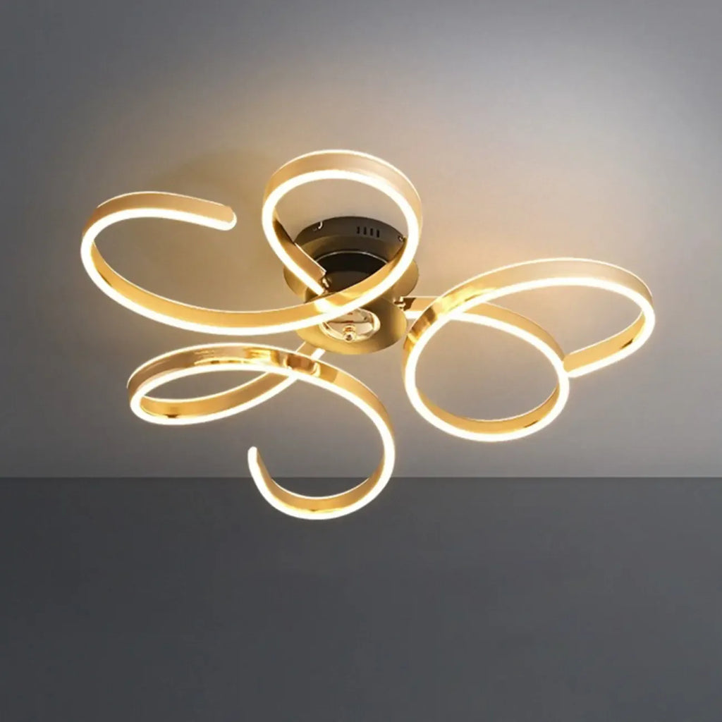 Plafonnier semi-encastré à LED ruban doré avec variateur à 3 niveaux