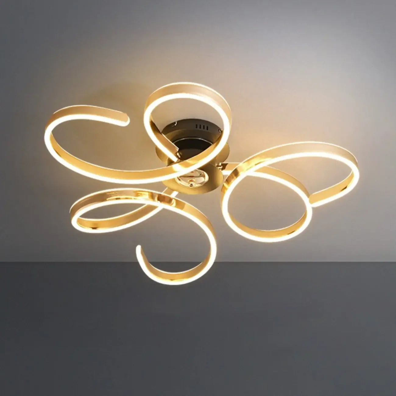 Plafonnier semi-encastré à LED ruban doré avec variateur à 3 niveaux