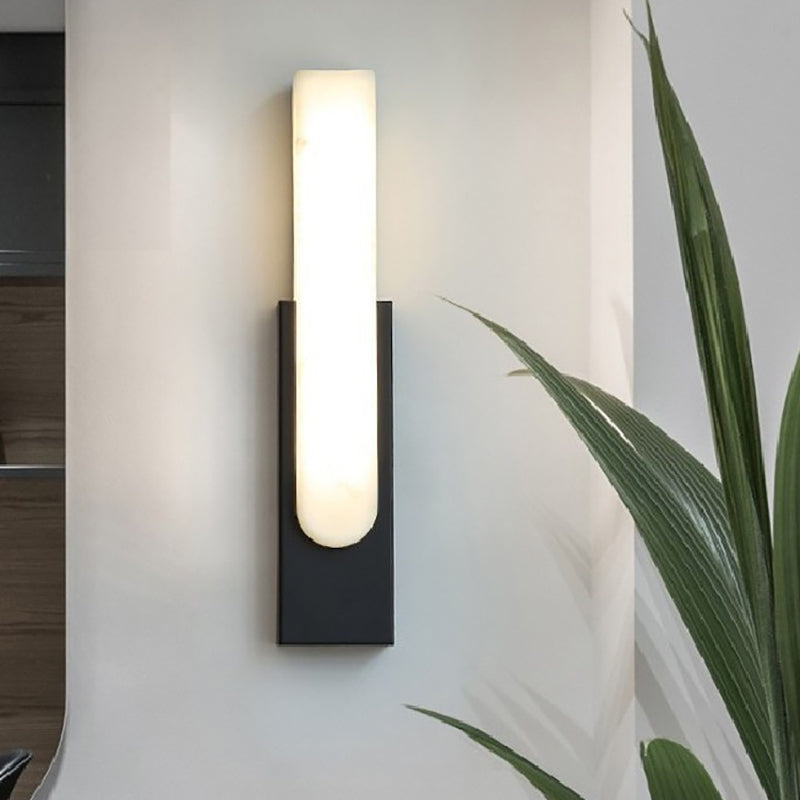 Applique murale moderne en métal blanc et pierre, lumière chaude LED