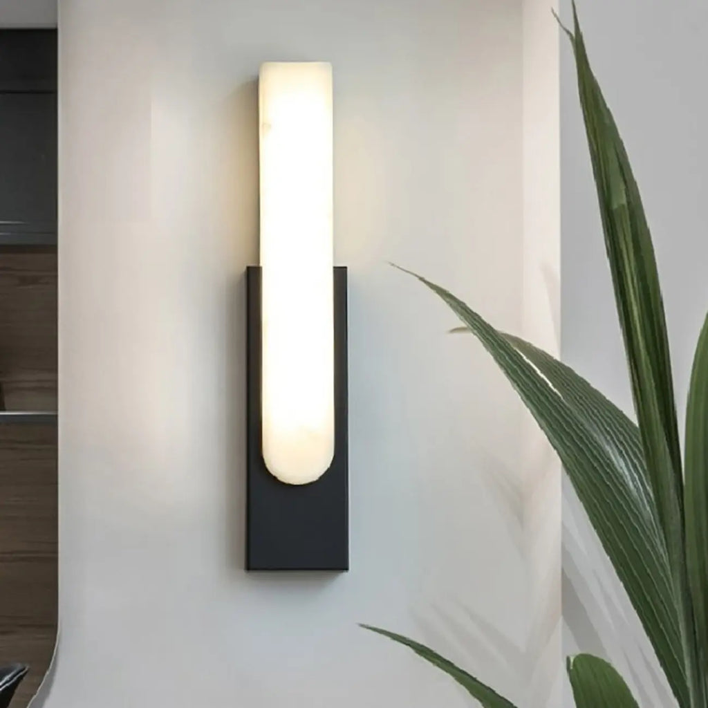 Applique murale moderne en métal blanc et pierre, lumière chaude LED