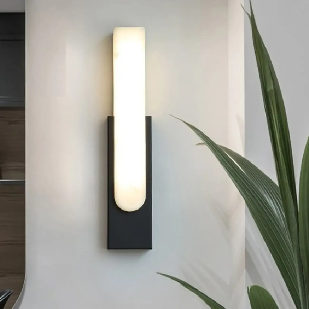 Applique murale moderne en métal blanc et pierre, lumière chaude LED