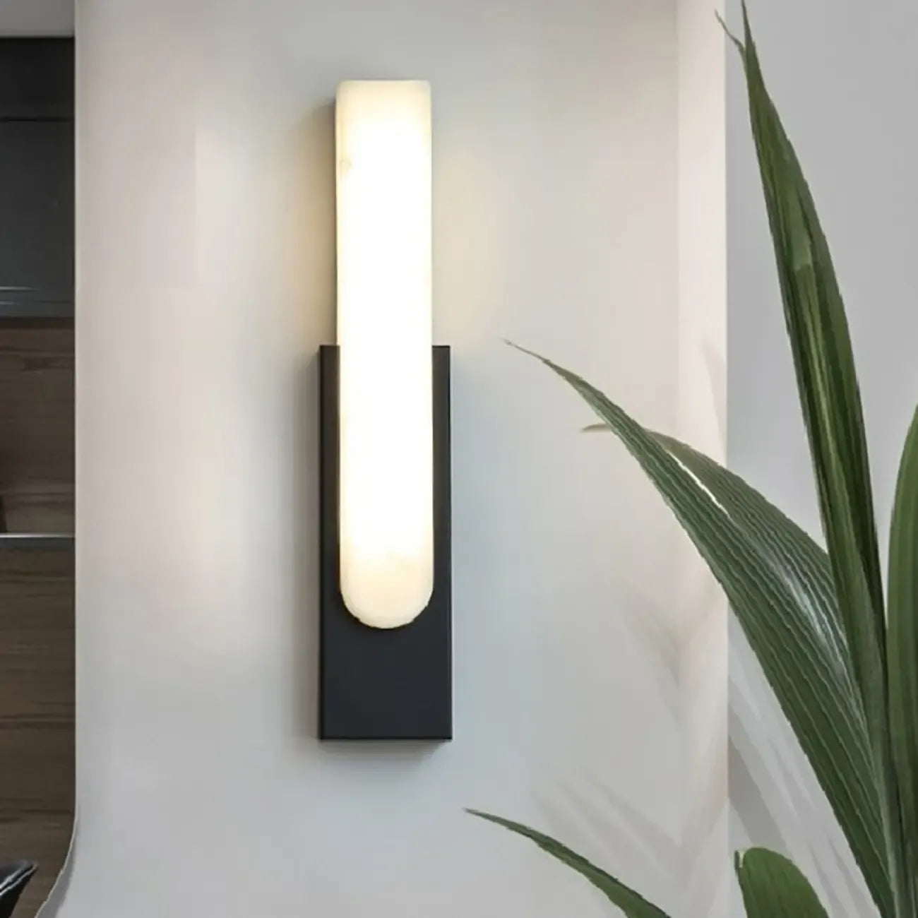 Applique murale moderne en métal blanc et pierre, lumière chaude LED