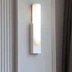 Applique murale moderne en métal blanc et pierre, lumière chaude LED