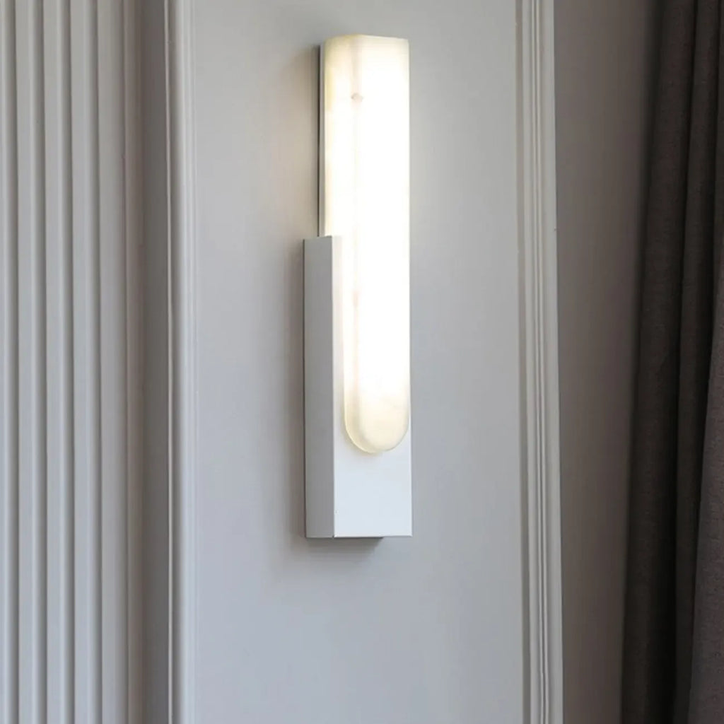 Applique murale moderne en métal blanc et pierre, lumière chaude LED