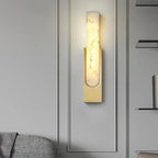 Applique murale moderne en métal blanc et pierre, lumière chaude LED