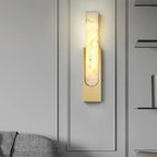 Applique murale moderne en métal blanc et pierre, lumière chaude LED