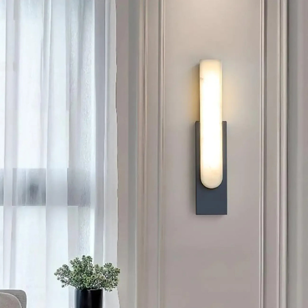 Applique murale moderne en métal blanc et pierre, lumière chaude LED