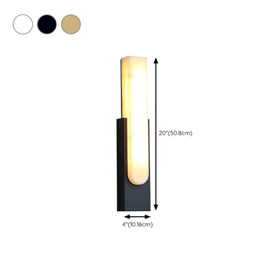 Applique murale moderne en métal blanc et pierre, lumière chaude LED