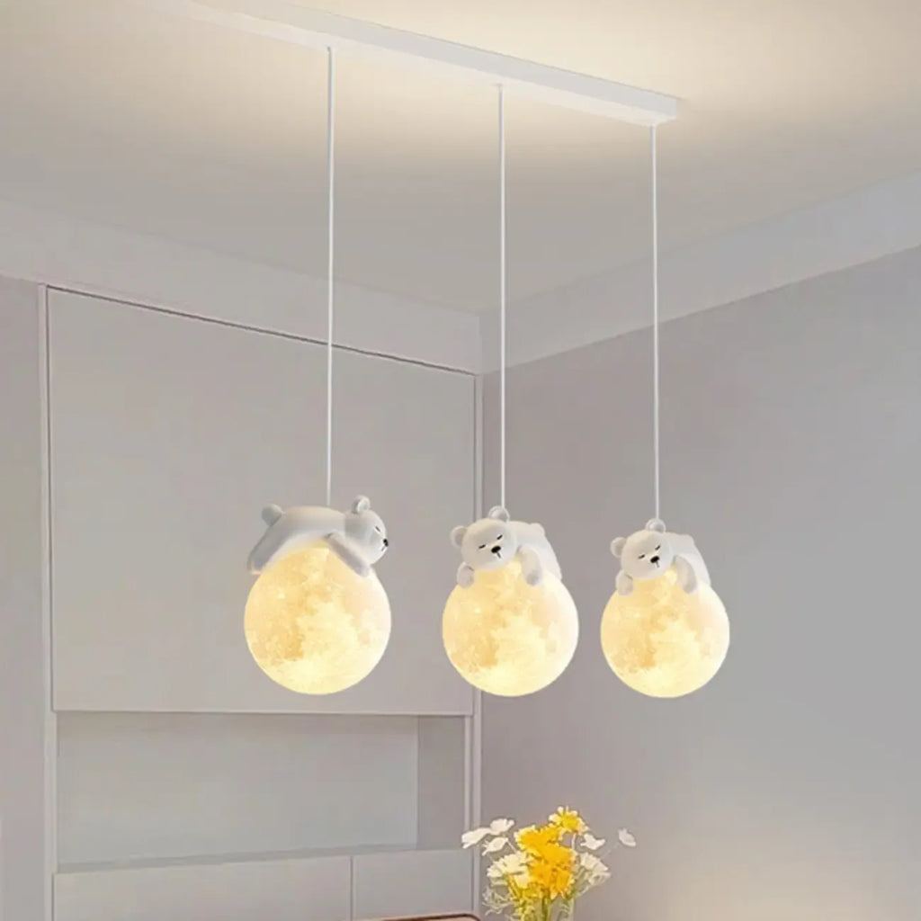 Suspension LED Ours et Lune pour enfants
