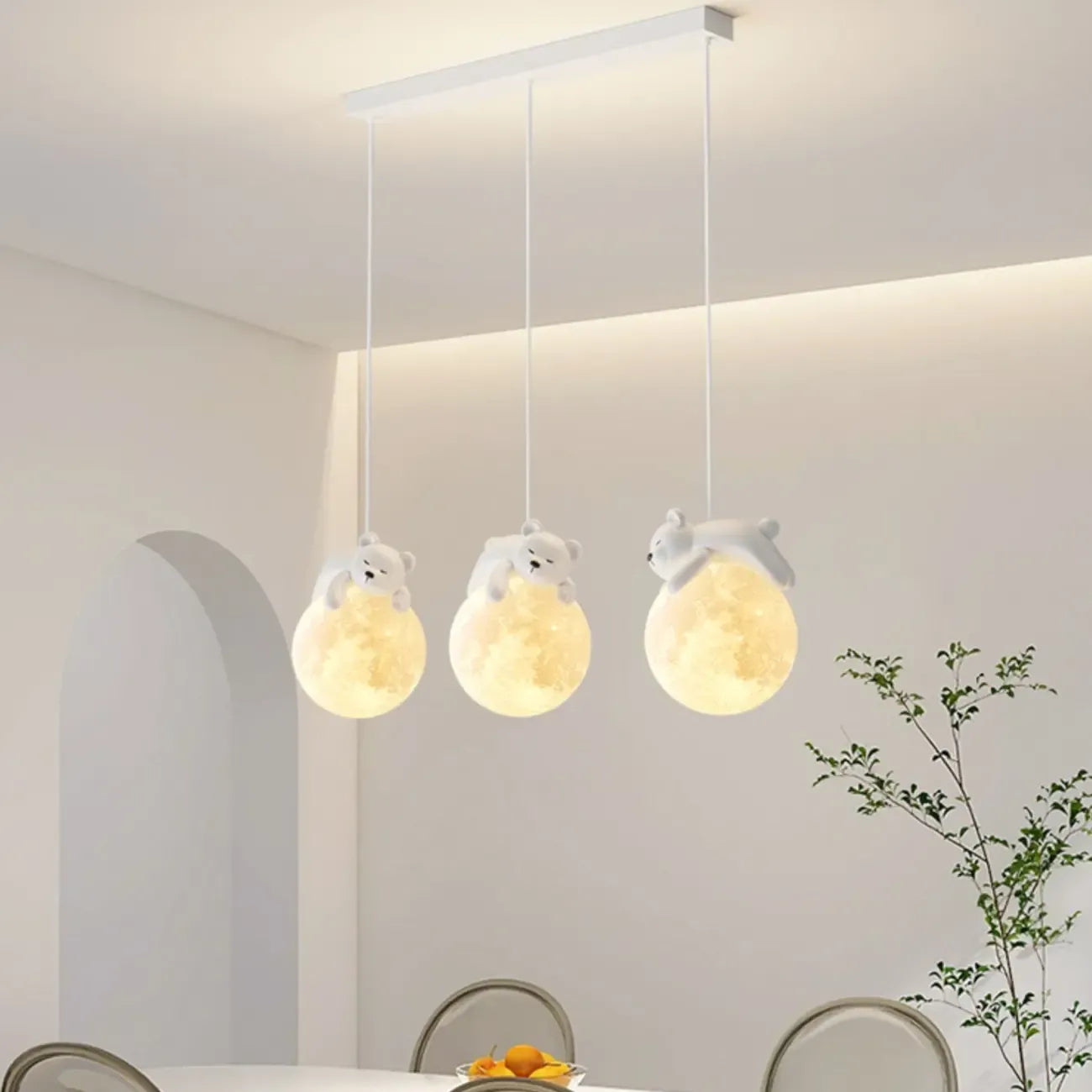 Suspension LED Ours et Lune pour enfants