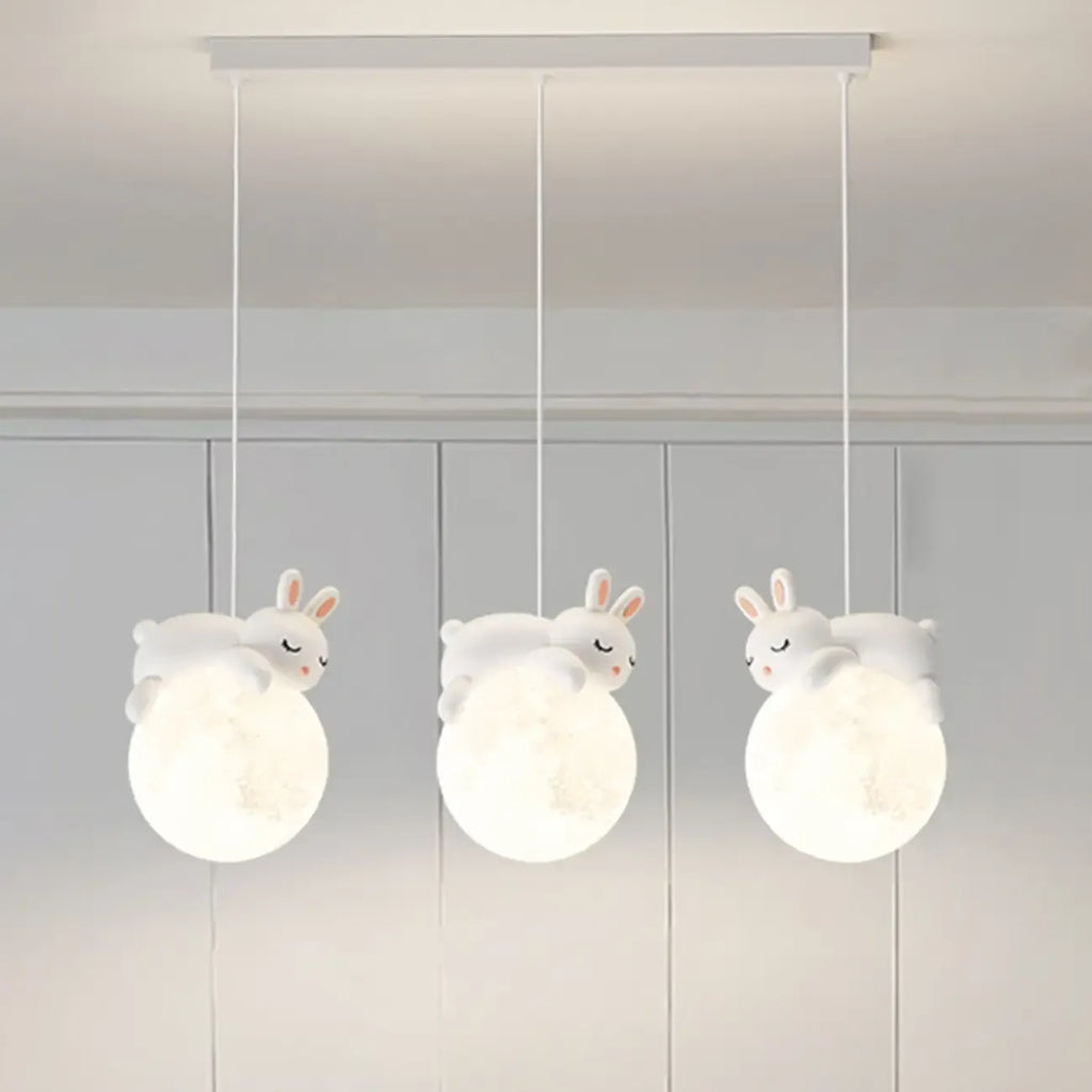 Suspension LED Ours et Lune pour enfants