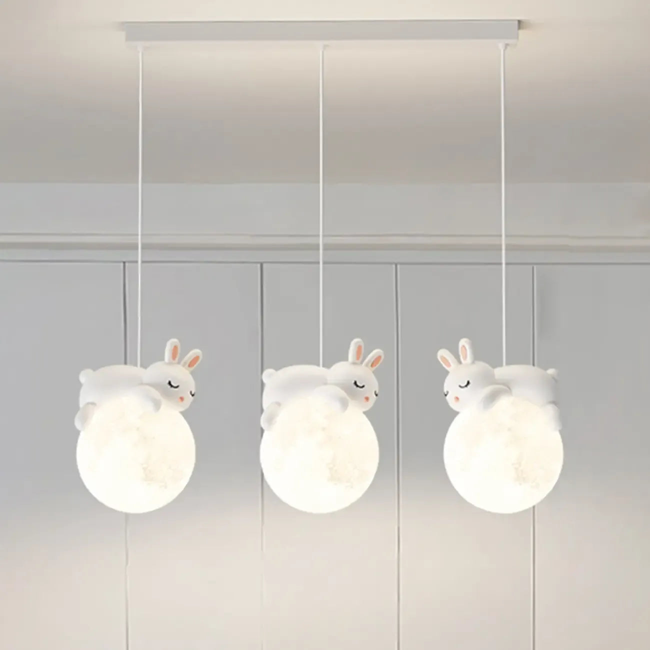Suspension LED Ours et Lune pour enfants