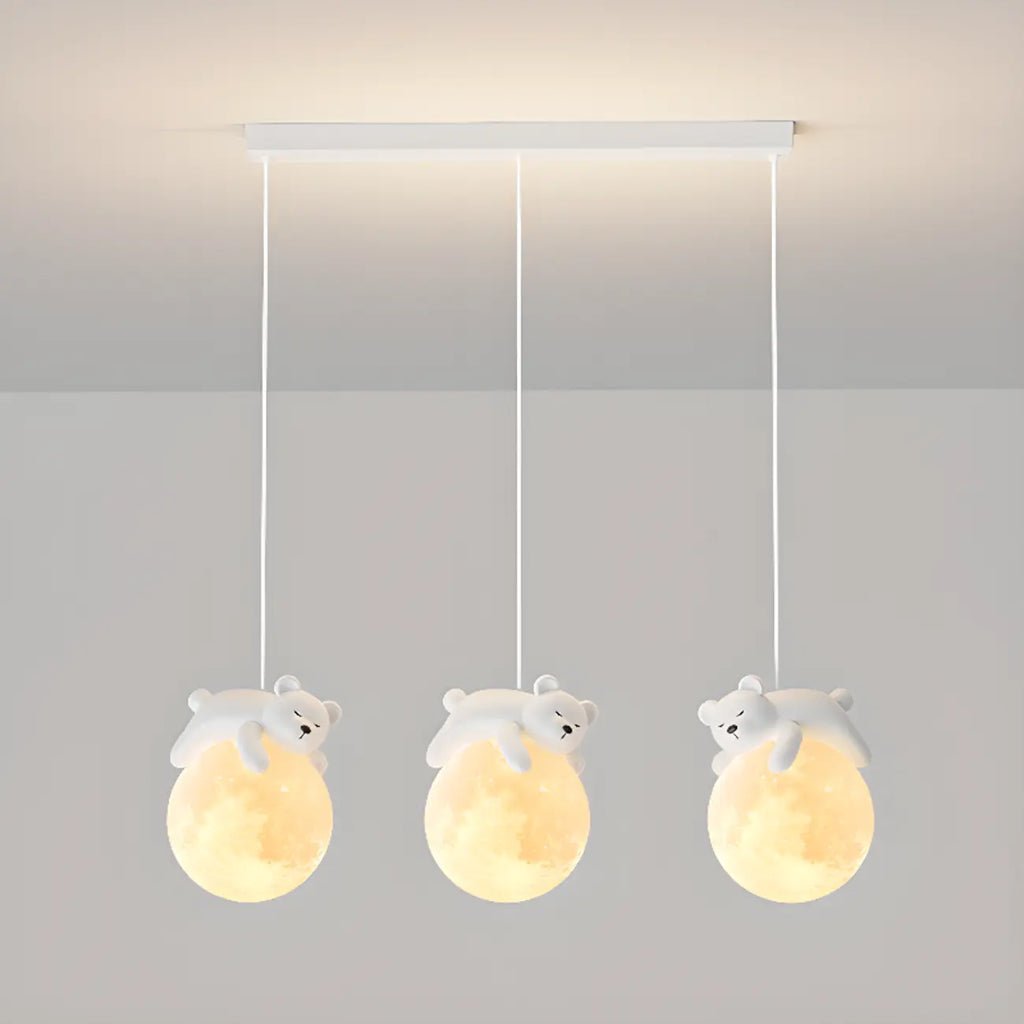 Suspension LED Ours et Lune pour enfants