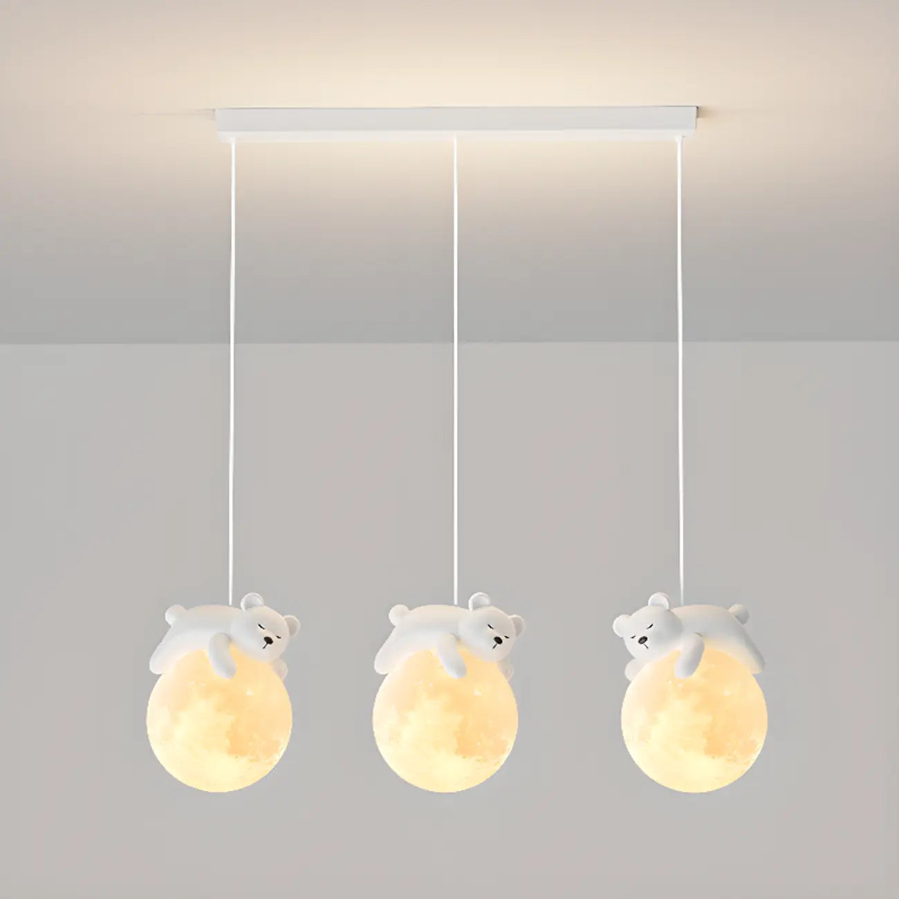 Suspension LED Ours et Lune pour enfants