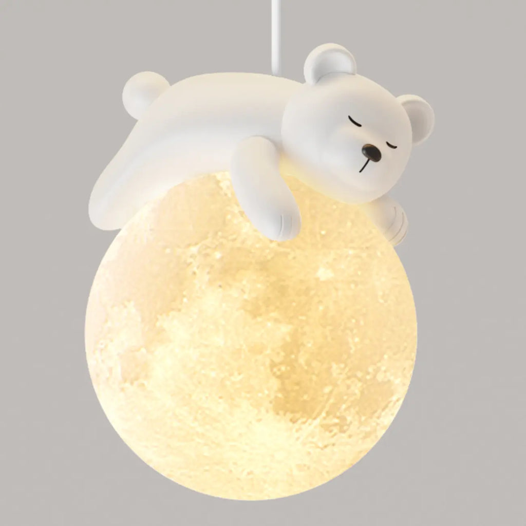 Suspension LED Ours et Lune pour enfants