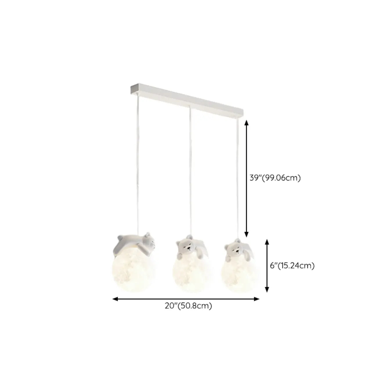 Suspension LED Ours et Lune pour enfants