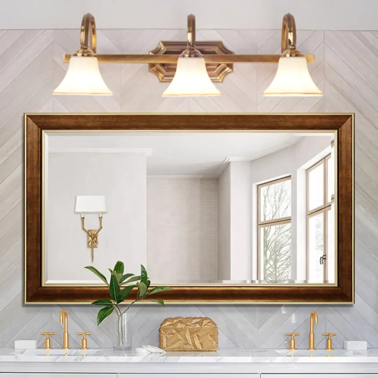 Applique murale de salle de bain en verre doré style classique moderne