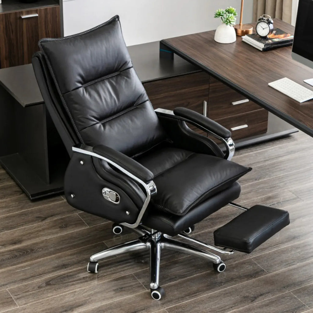 Fauteuil de bureau inclinable en cuir brun rougeâtre de direction