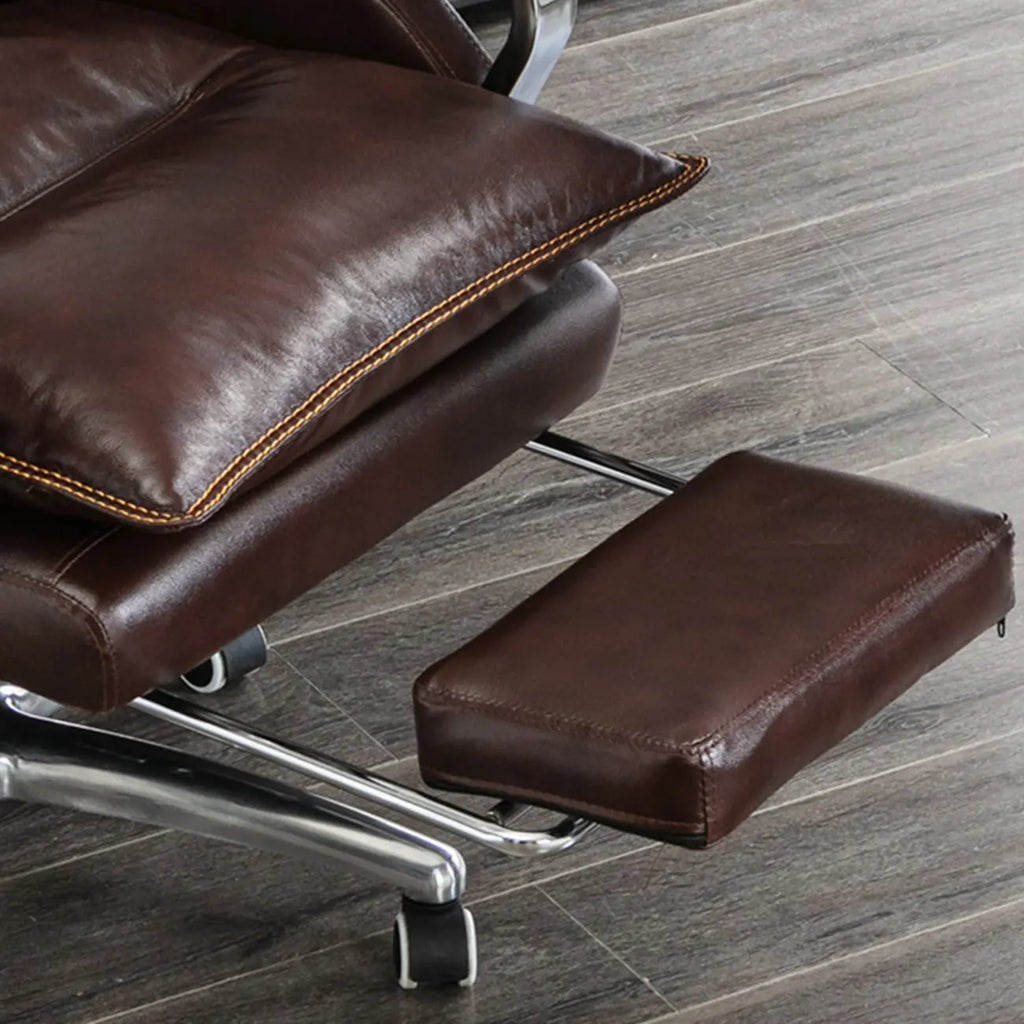 Fauteuil de bureau inclinable en cuir brun rougeâtre de direction