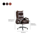 Fauteuil de bureau inclinable en cuir brun rougeâtre de direction