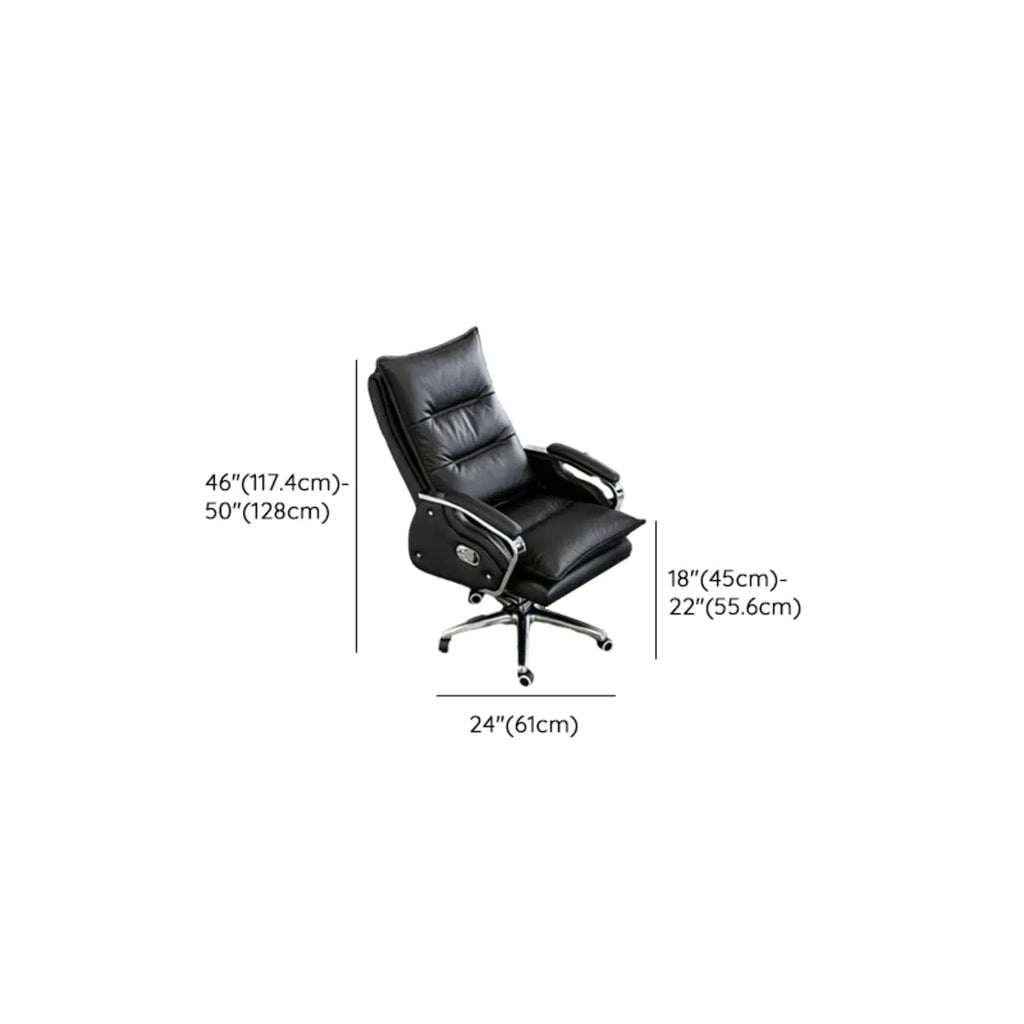 Fauteuil de bureau inclinable en cuir brun rougeâtre de direction