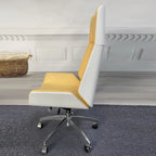Fauteuil de bureau pivotant réglable en cuir noir à dossier haut