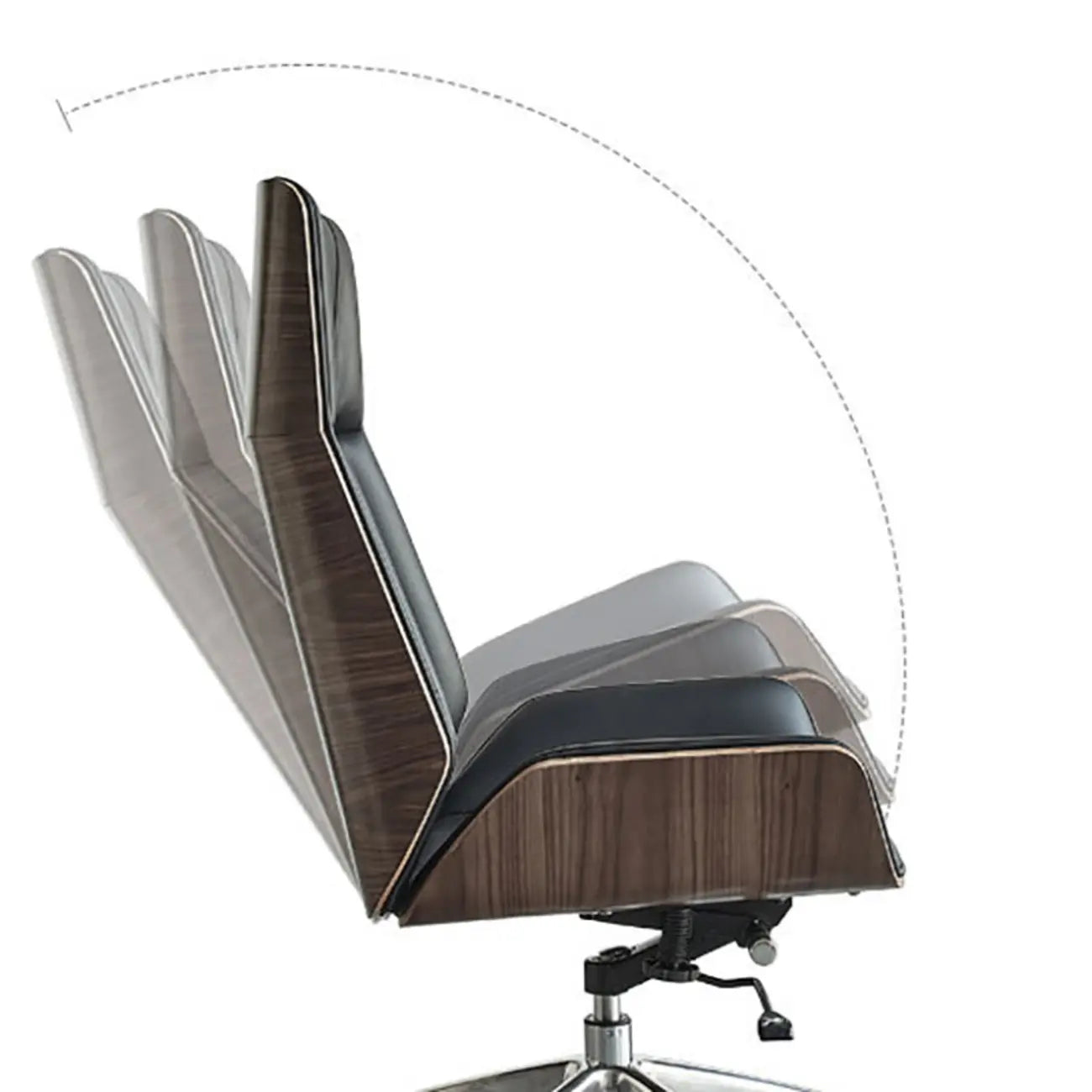 Fauteuil de bureau pivotant réglable en cuir noir à dossier haut