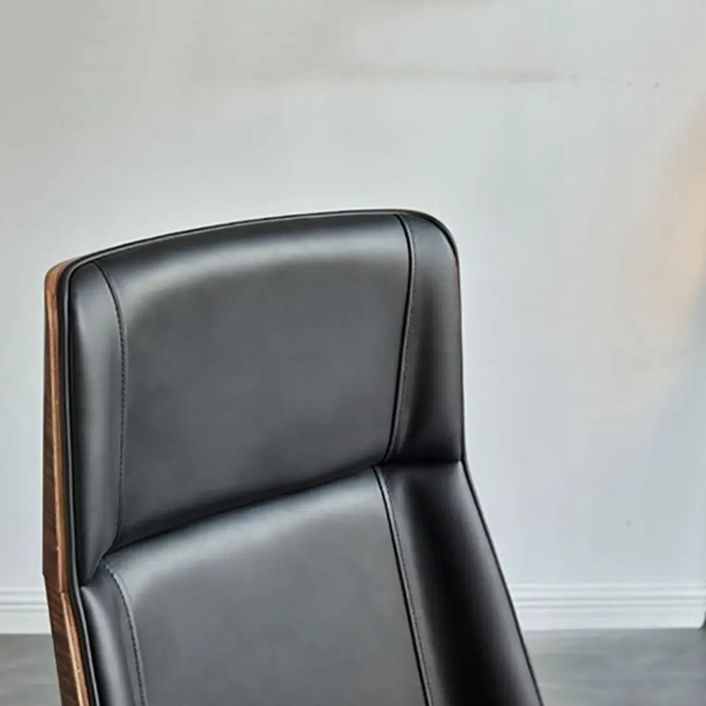 Fauteuil de bureau pivotant réglable en cuir noir à dossier haut