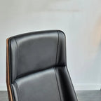 Fauteuil de bureau pivotant réglable en cuir noir à dossier haut