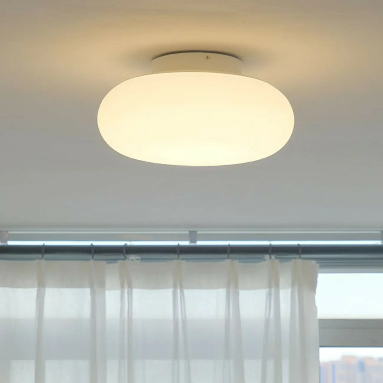 Plafonnier semi-encastré minimaliste en verre tambour à LED dimmable