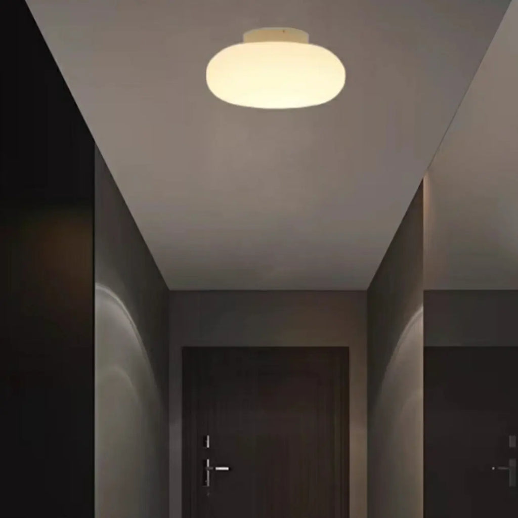 Plafonnier semi-encastré minimaliste en verre tambour à LED dimmable