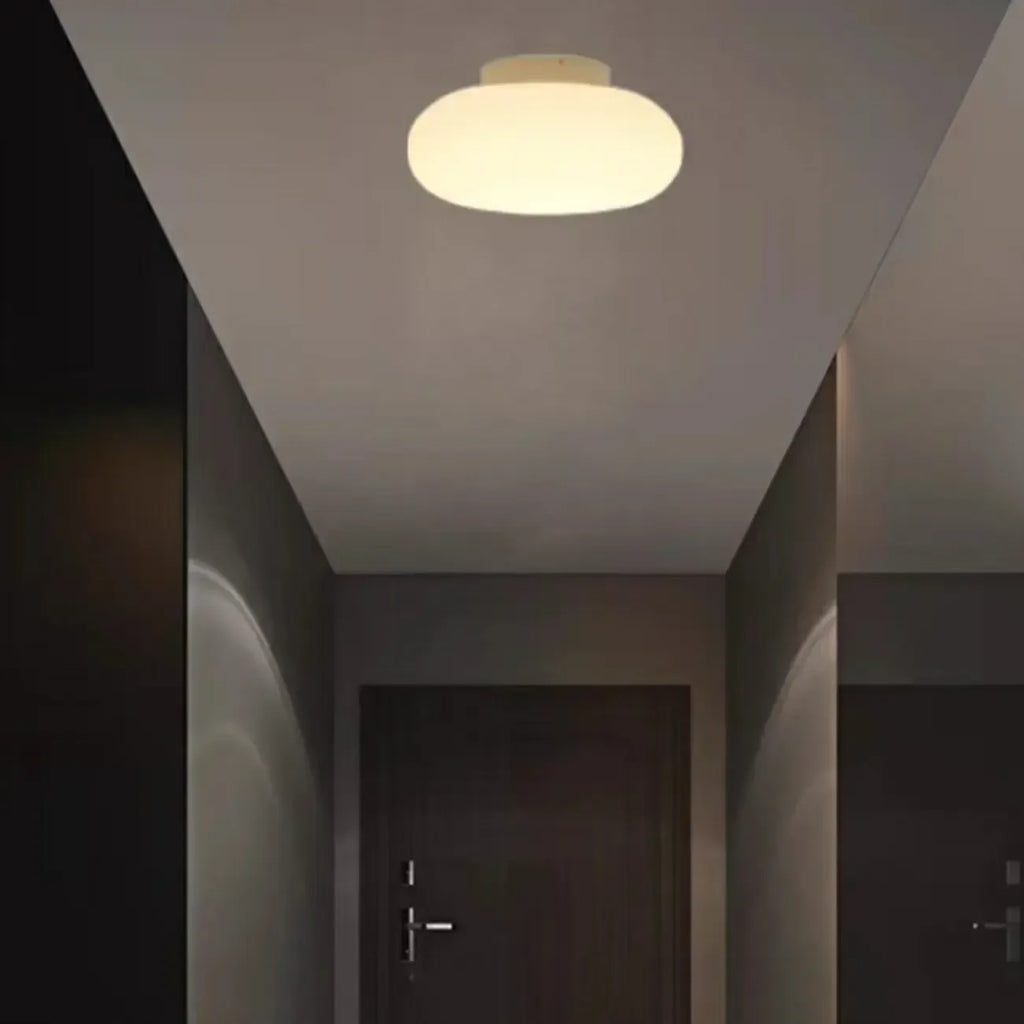 Plafonnier semi-encastré minimaliste en verre tambour à LED dimmable