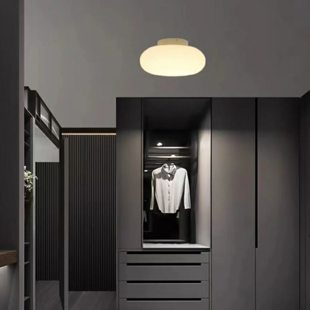 Plafonnier semi-encastré minimaliste en verre tambour à LED dimmable