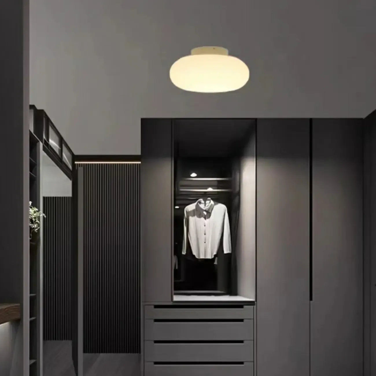 Plafonnier semi-encastré minimaliste en verre tambour à LED dimmable