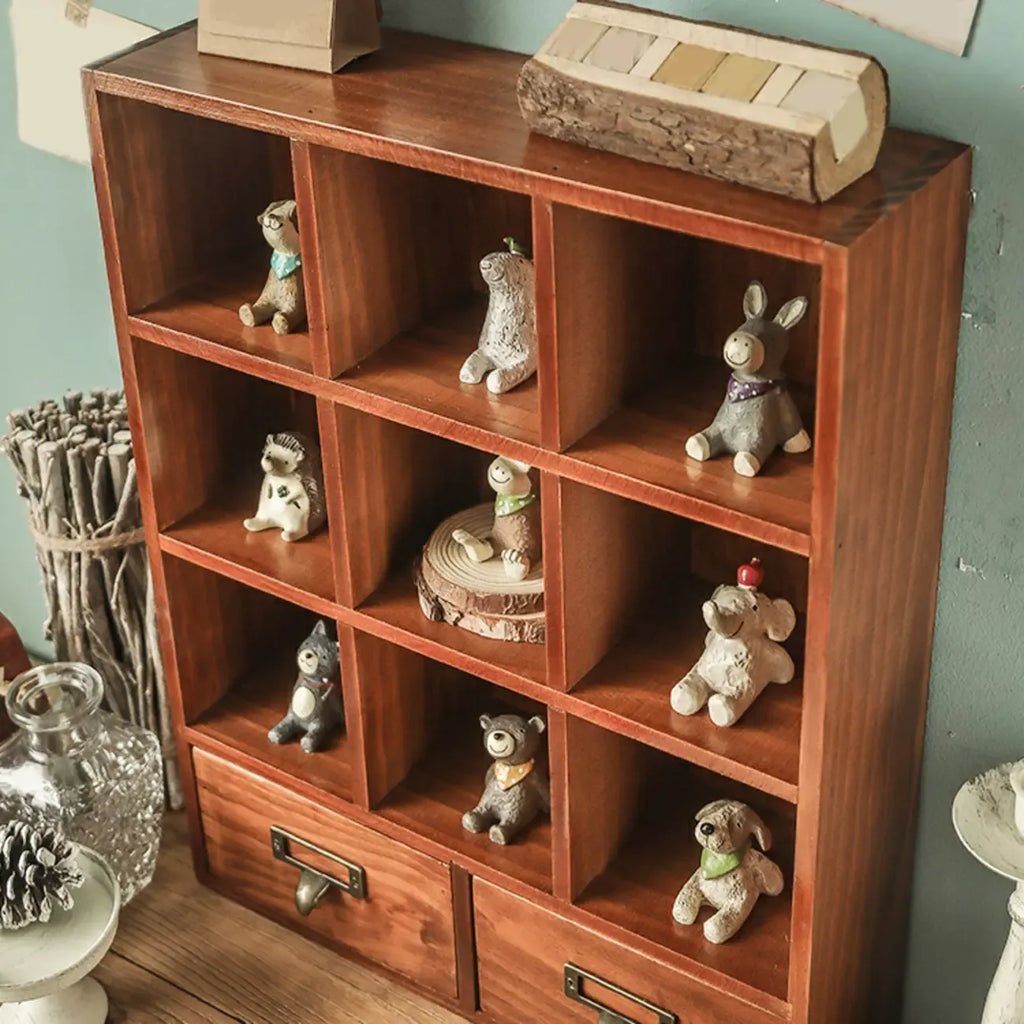 Élégante vitrine autoportante en bois avec tiroirs