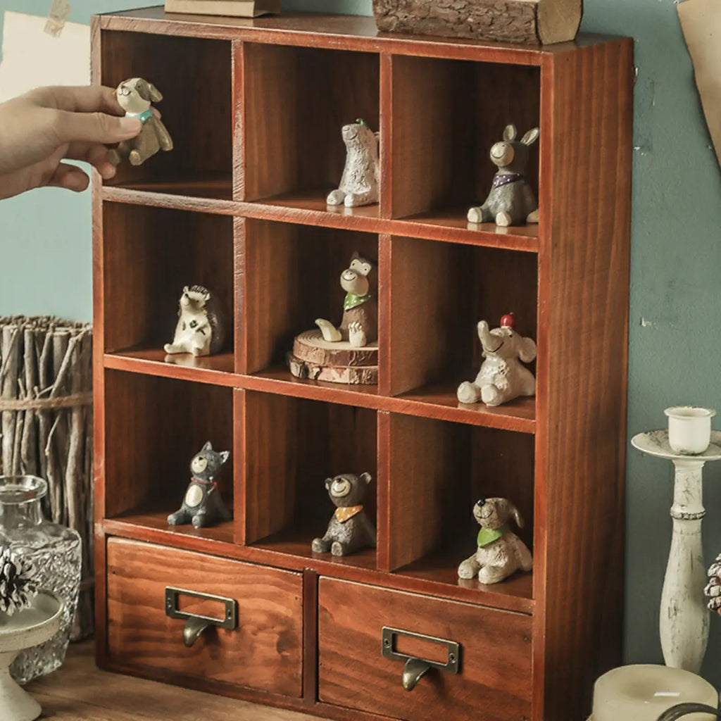 Élégante vitrine autoportante en bois avec tiroirs