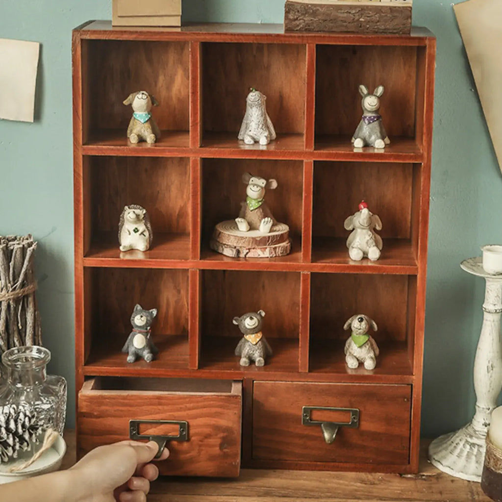Élégante vitrine autoportante en bois avec tiroirs