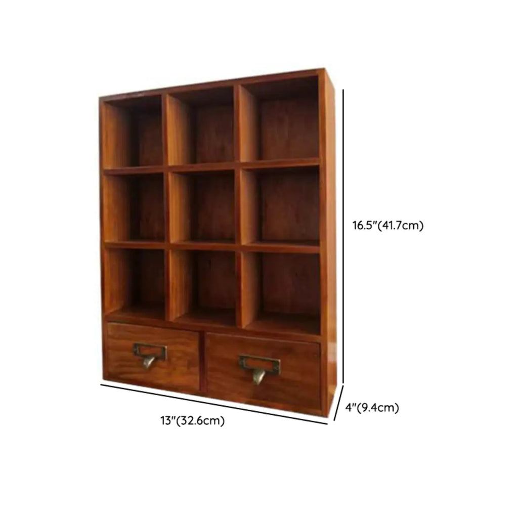 Élégante vitrine autoportante en bois avec tiroirs